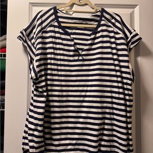 Aerie Navy and White Striped Short Sleeve Tee